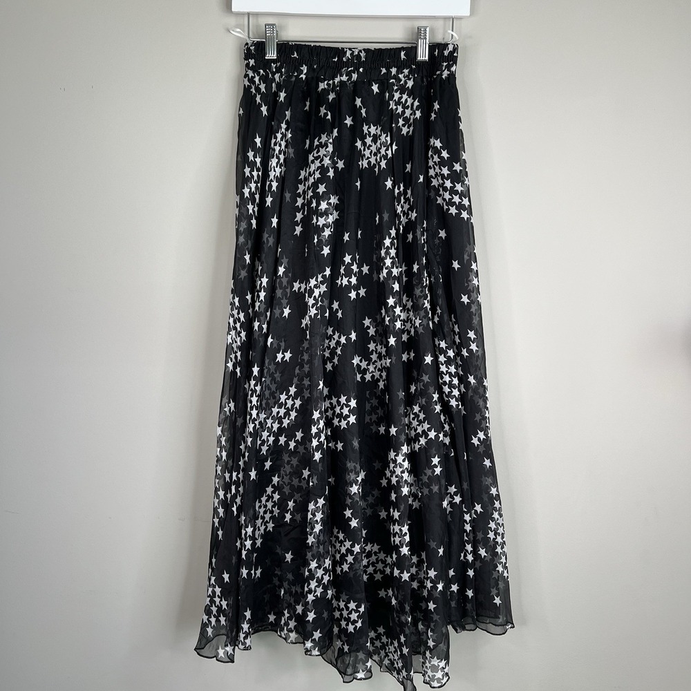 Star Print Sheer Maxi Skirt Celestial Mesh Fairy Goth
